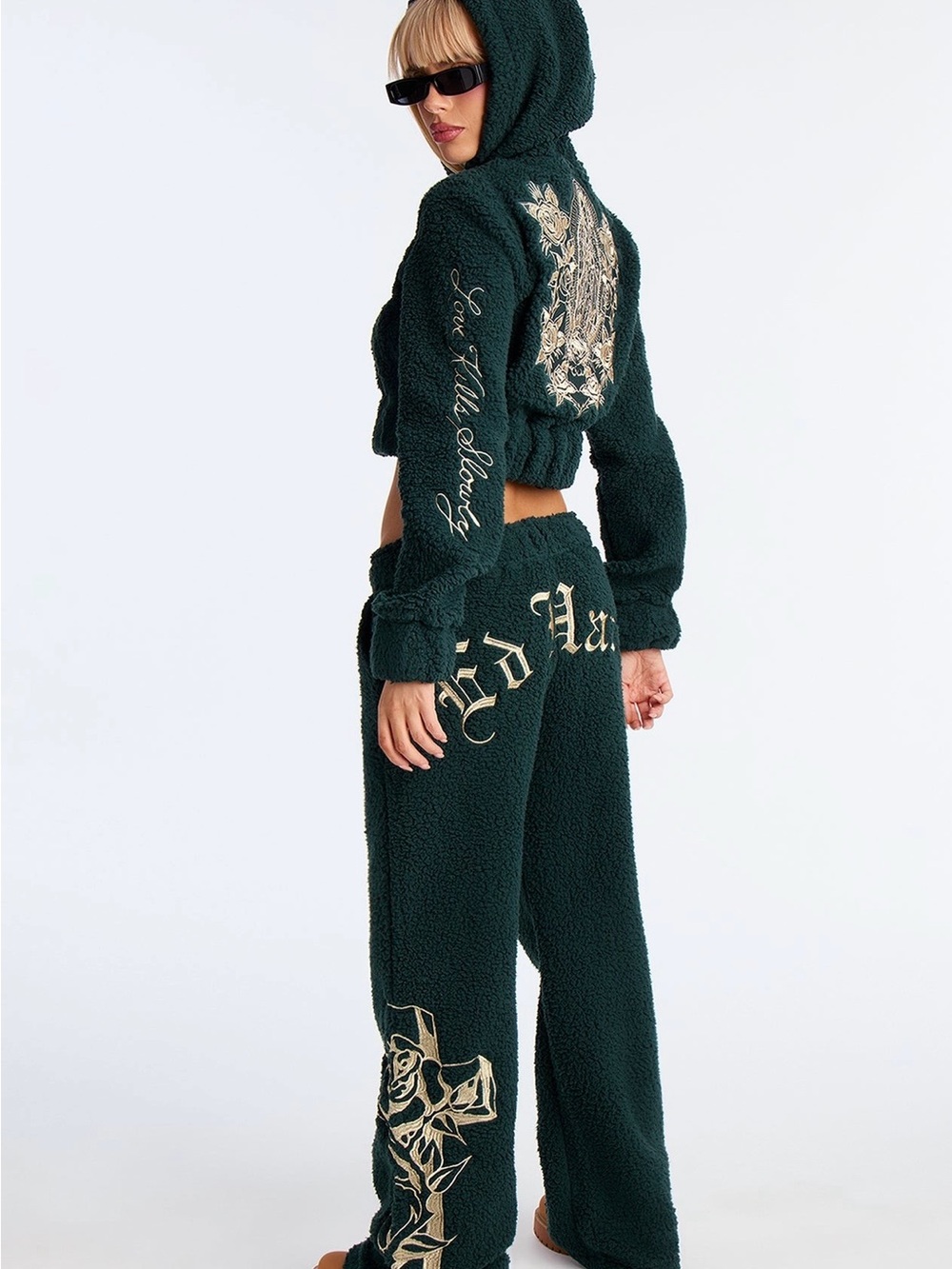 Ed Hardy Dark Green Tracksuit with Cream Script